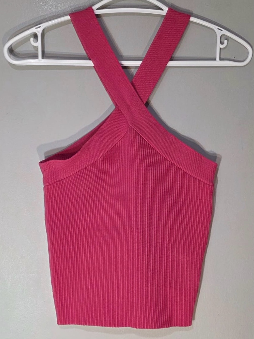 REVOLVE x House of Harlow 1960 Lidia Criss-Cross Pink Ribbed Halter Top Size S - Picture 2 of 8